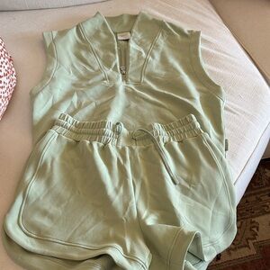 Varley High Waist Shorts in Light Green